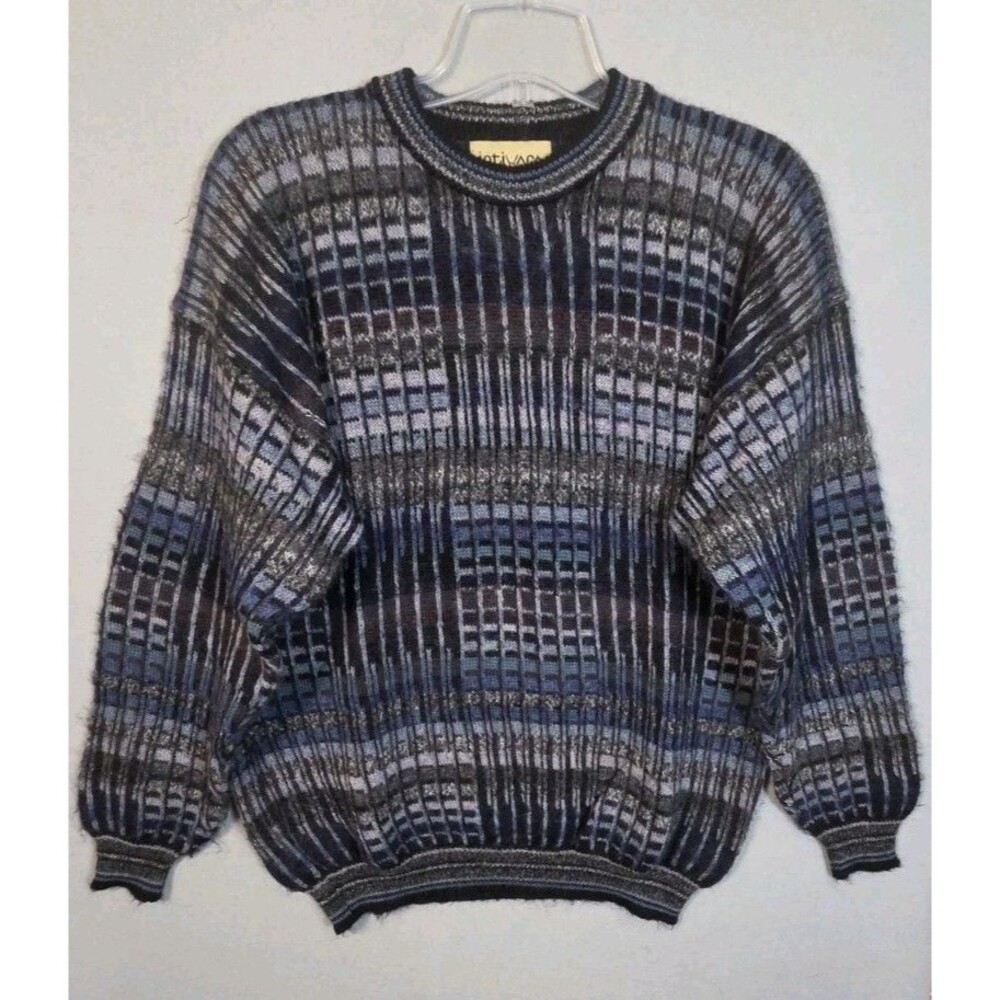 Intiwara Sweater Men XL 100% Alpaca Knit Geometric Grandpa Dad Cosby Vtg